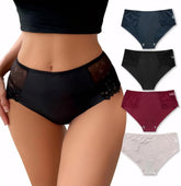 Women's Plus Size Lace Panties Multipack (4-Pack) - Breathable & Full Coverage - Viomisha